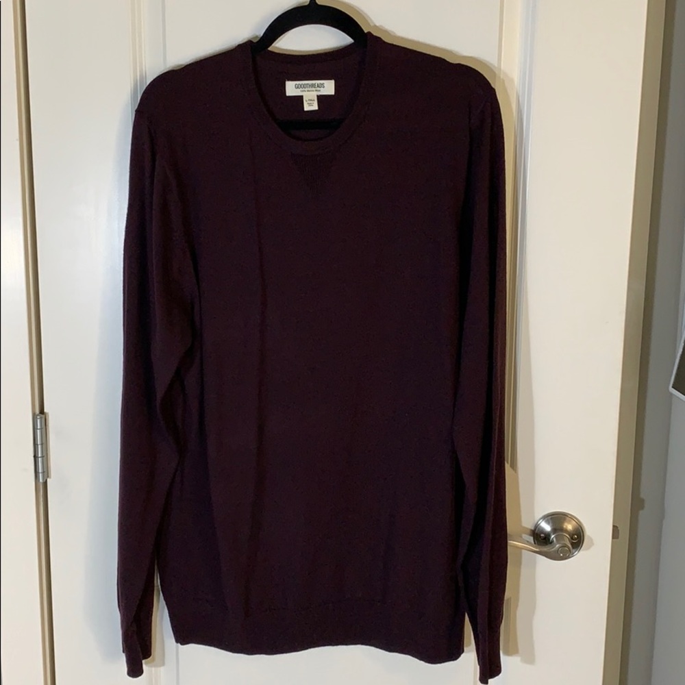 Goodthreads Maroon Large Tall Merino Wool Sweater